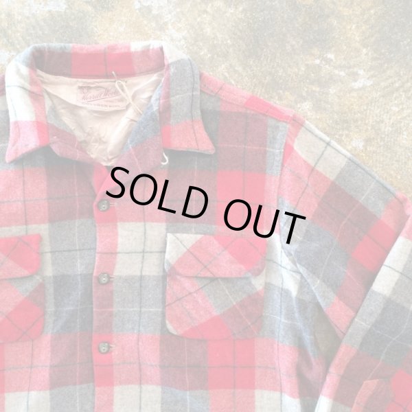 画像2: ＊vintage＊　opencollar BOX shirt　　Grey×Red　　Fits.S〜M (2)