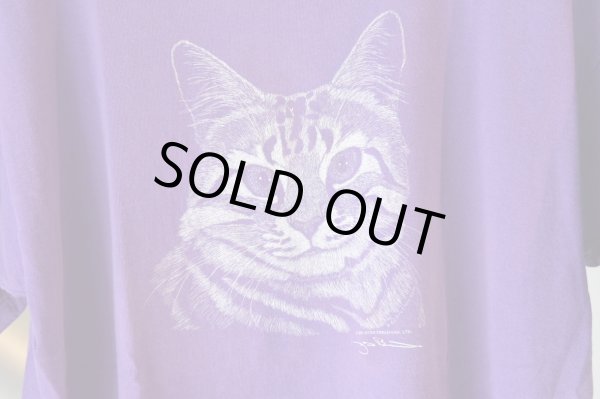 画像1: OLD ITEM　　　　　　　〝DAMAGE CAT Tee〝　　　　　　　　　　　purple (1)