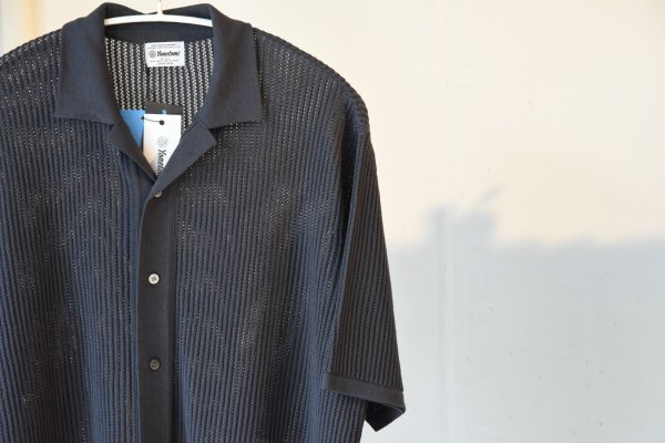 画像1: YONETOMI　　　　　　　　〝透かし編みニットシャツ〝　　　　　　　　　Chacoal (1)