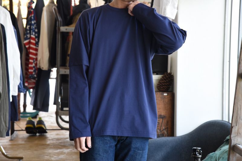 salvy; ゛SUVIN COTTON LAYERED L/S TEE゛ Navyカラー - THE EASY SHOP
